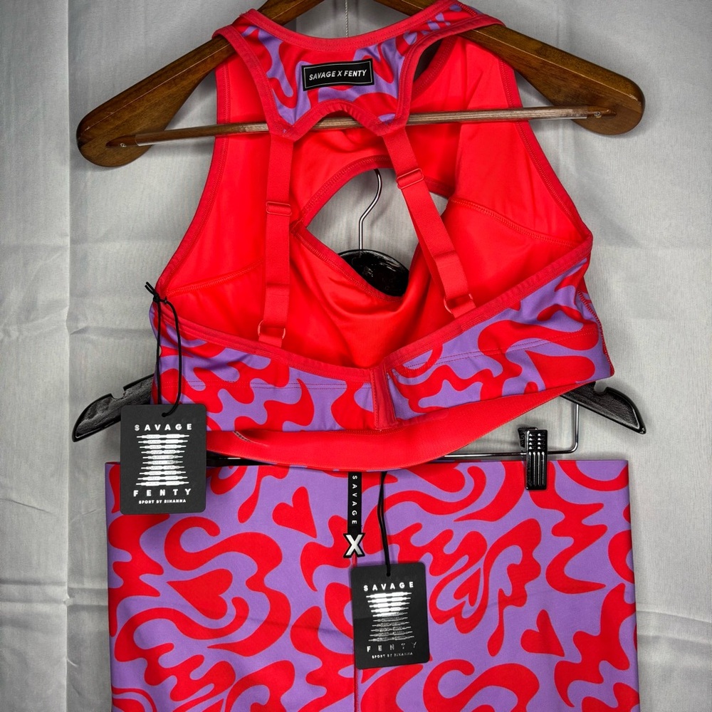 Savage X Fenty Red and Purple Heart Activewear Set valentines drop size 18/20 - Picture 7 of 11